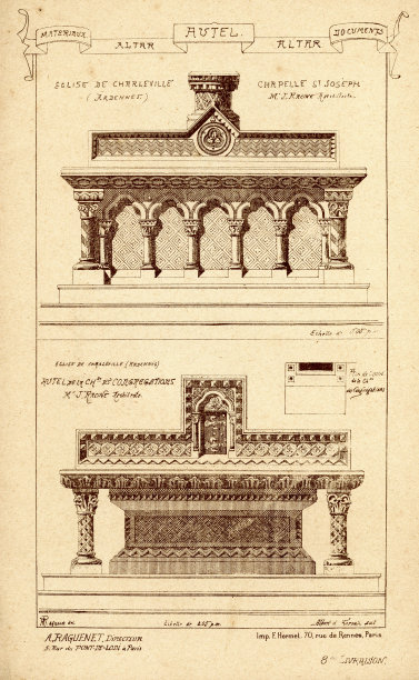 建筑，祭坛，19世纪建筑特色，艺术版画图片下载
