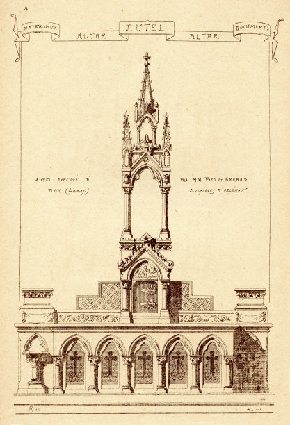 建筑，祭坛，19世纪建筑特色，艺术版画图片下载