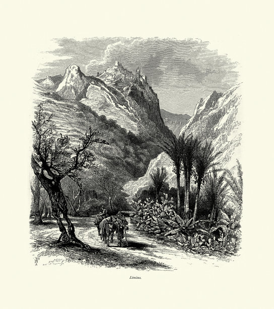 骑驴的女人，男人，利米纳，墨西拿，意大利，19世纪图片下载