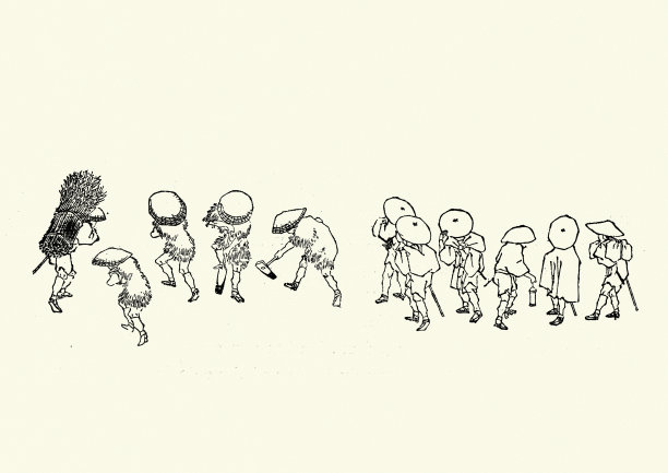 19世纪日本农场工人的素描图片下载