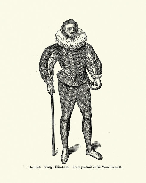 伊丽莎白时代的男士时尚，男士穿紧身上衣，领圈图片下载