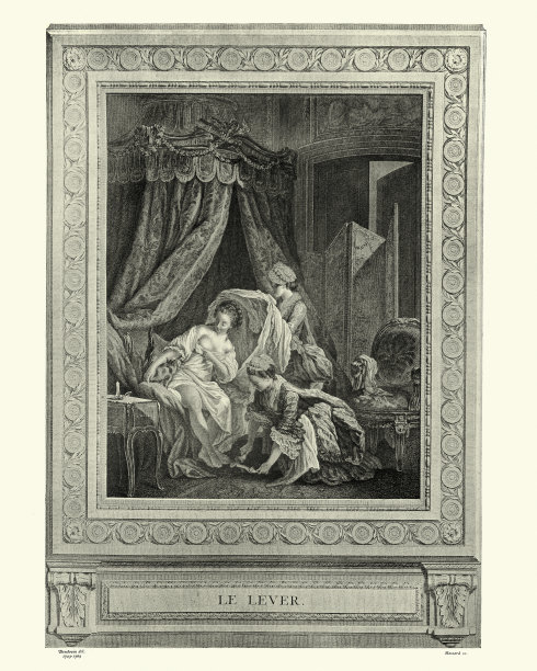 一位18世纪的女士，早上由女仆给她穿衣服图片下载