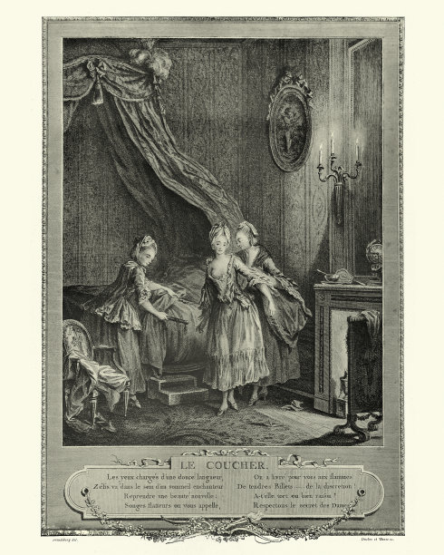 18世纪的女仆帮女人脱衣服上床图片下载
