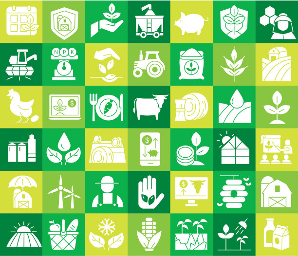 现代农场和农业广场五颜六色的图标概念图片下载