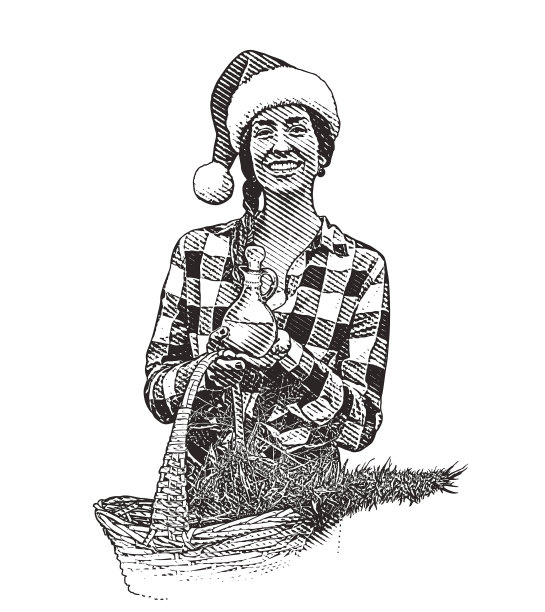 女人戴着圣诞帽，拿着大麻和CBD油的礼物图片下载