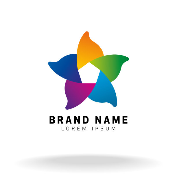 彩色五角星花瓣品牌符号的动态片段图片下载