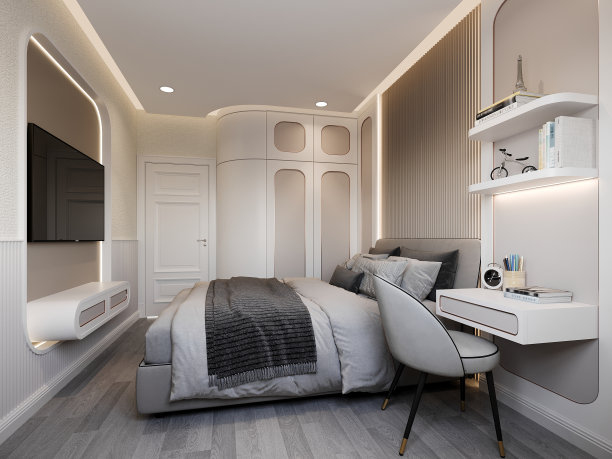 室内卧室的3d渲染图片下载
