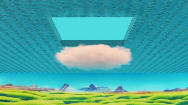 带云的虚拟数字景观图片下载