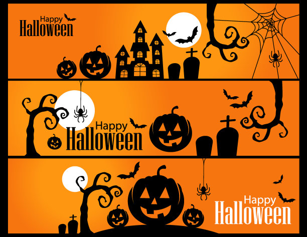 快乐的万圣节网页横幅背景设置图片下载