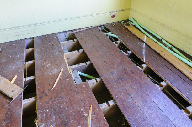 试图偷铜制暖气管的窃贼掀开了地板图片下载