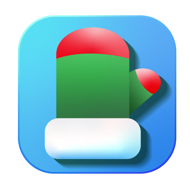 圣诞3D应用图标绿色圣诞老人手套设计在充满活力的梯度颜色图片下载