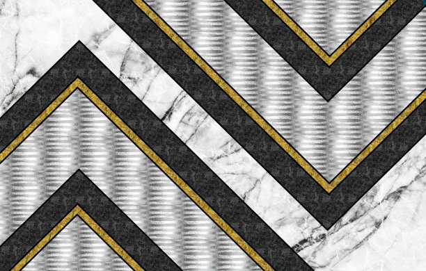 三维抽象壁画壁纸几何大理石形状。金色，黑色和灰色三角形形状。用于现代家居墙面装饰图片下载