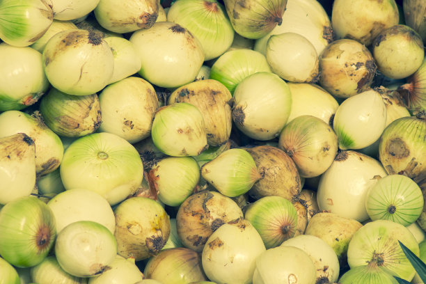 在蔬菜市场卖白洋葱。图片下载