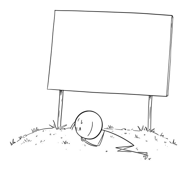 人在空广告牌下睡觉和拖延，矢量卡通简笔画插图图片下载