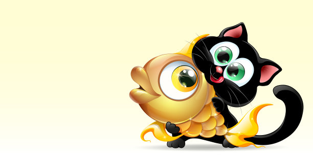 黑猫和金鱼图片下载