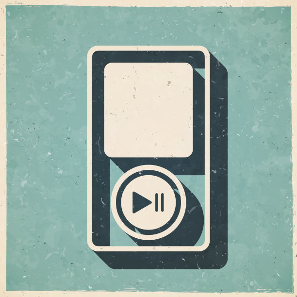 Mp3播放器。图标复古复古风格-旧纹理纸图片下载