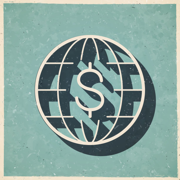 全球美元。图标复古复古风格-旧纹理纸图片下载