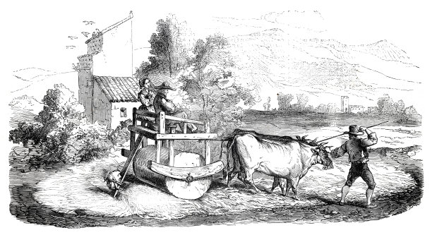 1855年，农民们正在洗小麦图片下载