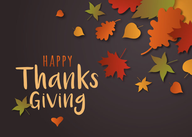 感恩节贺卡上有树叶。图片下载