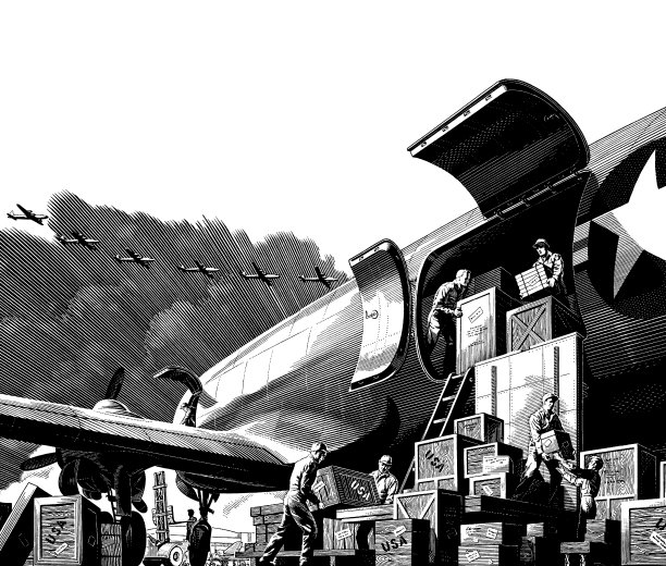 男人卸载飞机图片下载