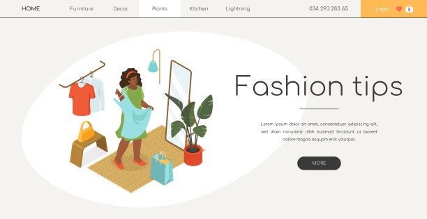 时尚提示-现代彩色等距网页横幅图片下载