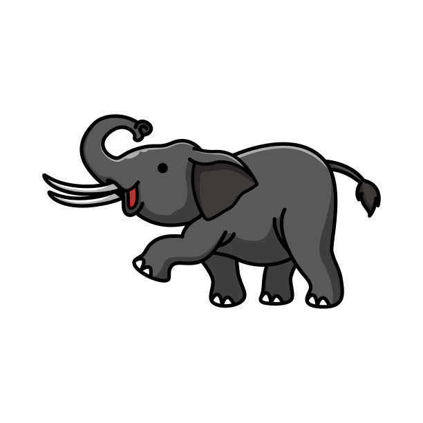 欢快的大象插画设计行走图片下载