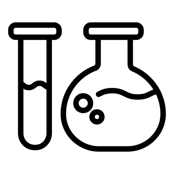 试管和烧杯线图标。医学烧瓶载体插图隔离在白色。实验室玻璃器皿轮廓设计的风格和应用程序。图片下载