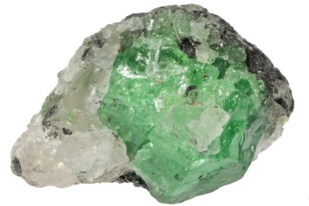 坦桑尼亚Merelani山石英和石墨基体上的沙长石石榴石图片下载