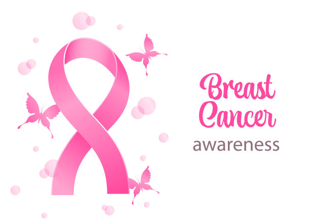 乳腺癌意识丝带背景。医疗保健和医疗信息。蝴蝶和粉色丝带。矢量图图片下载