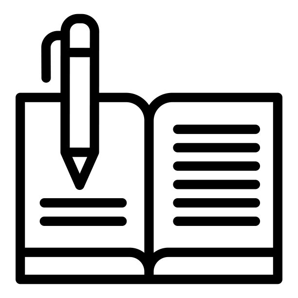 带笔线图标的留言簿。注册簿矢量插图隔离在白色。为和应用程序设计的写作大纲样式。图片下载