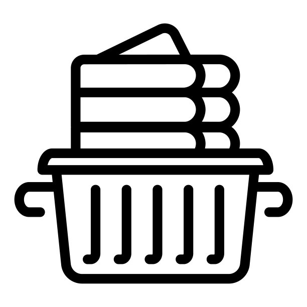 折叠亚麻线图标。洗衣衣服在篮子矢量插图孤立的白色。折叠毛巾轮廓设计的风格和应用程序。图片下载