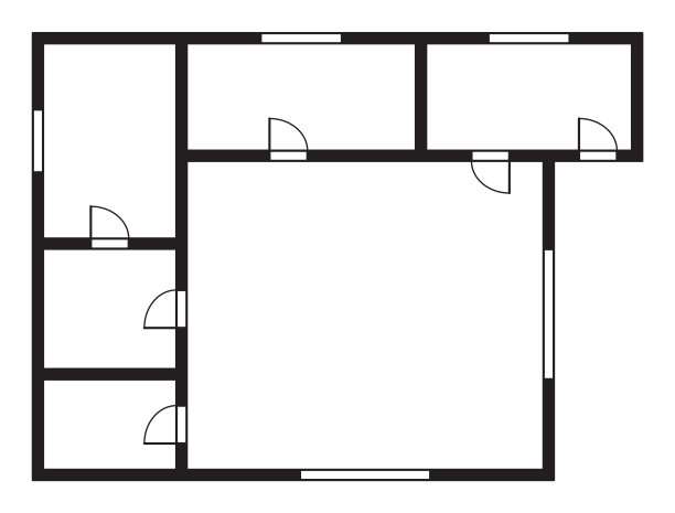 公寓建筑平面图。平面图的俯视图。矢量蓝图项目的房子。以图纸形式进行专业布局图片下载