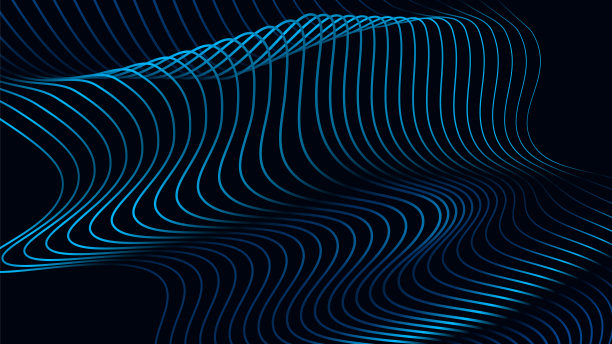 现代未来数据技术背景。摘要暗背景上虚点粒子线的数字波。图片下载