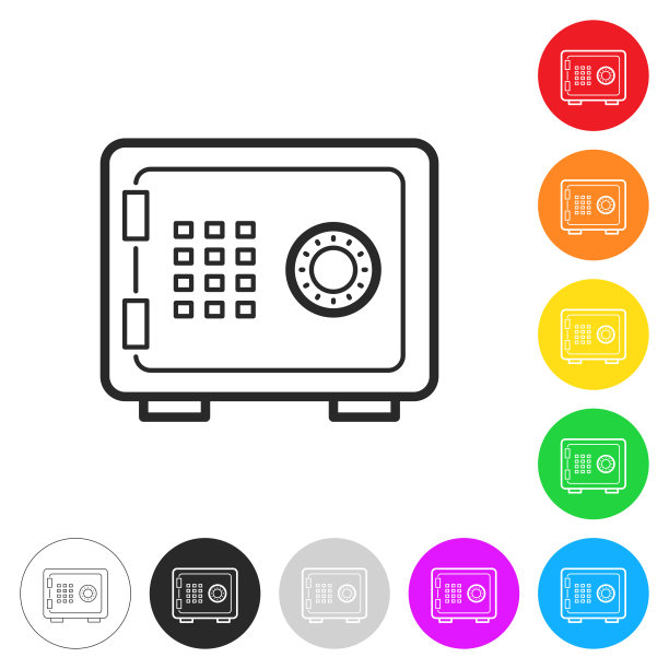 保险箱。彩色按钮上的图标图片下载