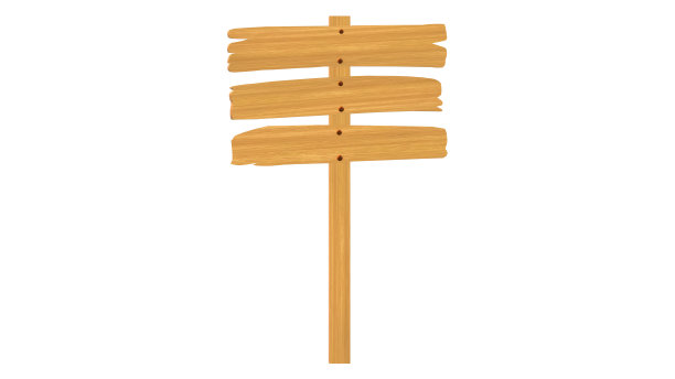 标志，木材，方向。木材纹理。写下你的信息的空间。插图。箭头指向。悬链。白色背景。图片下载