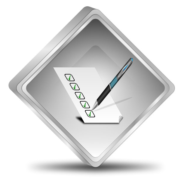 带有银色检查列表的按钮- 3D插图图片下载