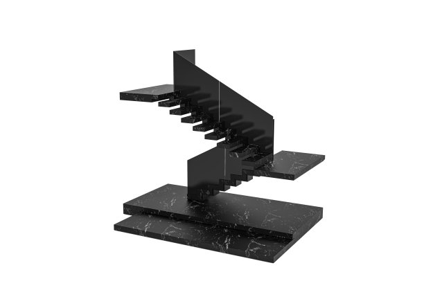 现代黑色大理石楼梯孤立在白色背景图片下载