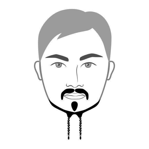 杰克·斯派洛胡须风格的男人在脸上插图面部毛发胡子。矢量灰色黑色肖像男性时尚模板平面理发师集合集。时尚的发型孤立的轮廓在白色图片下载