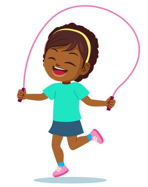 快乐女孩跳绳插图图片下载