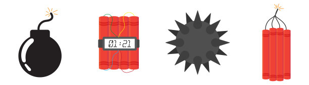 炸弹地雷和炸药图标矢量图片下载