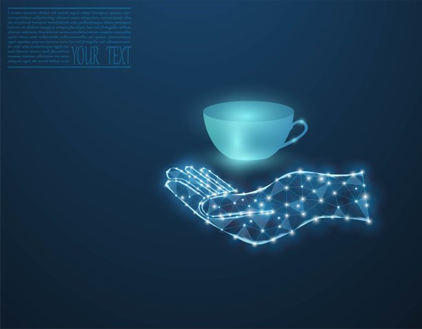 一杯水在霓虹灯的手。图片下载