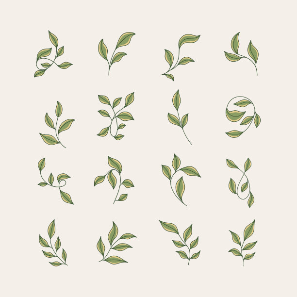 手绘树叶矢量素材图片下载