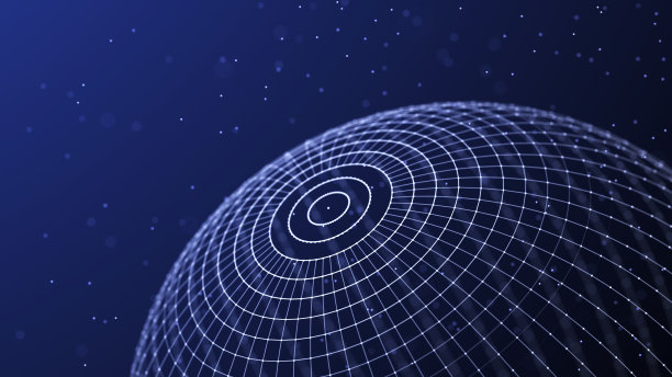 抽象三维球体。在暗背景上有点和线的球体网格。科学技术。3 d渲染。图片下载