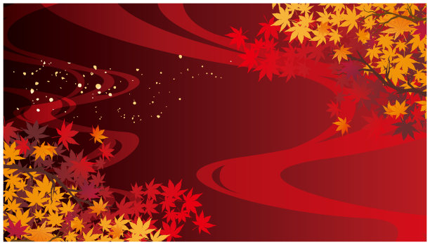 华丽的中国风格的亚洲传统装饰边秋叶图片下载