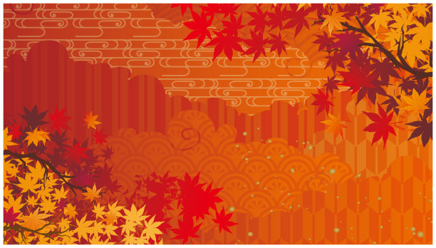 华丽的中国风格的亚洲传统装饰边秋叶图片下载