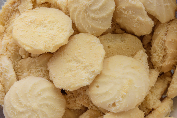 奶油曲奇脆片甜点食品俯视图。图片下载