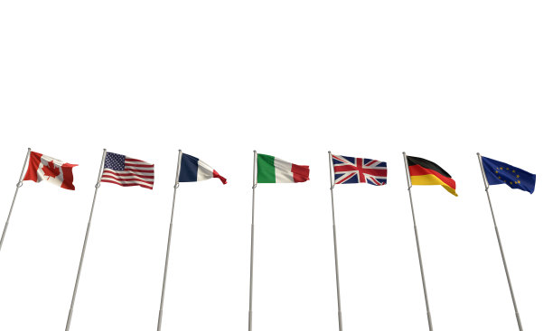 七国集团七位数组白色孤立的背景加拿大美国美国日本英国英国欧盟欧洲国家国际德国会议政治政府商界图片下载