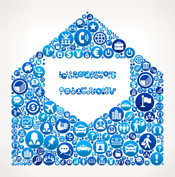 信封业务和金融蓝色图标模式图片下载