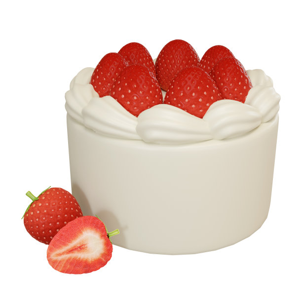 草莓和奶油蛋糕的3d渲染图片下载