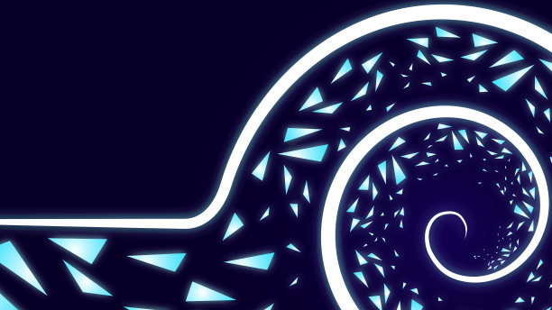 明亮的发光抽象旗帜插图-漩涡螺旋和三角形晶体。图片下载